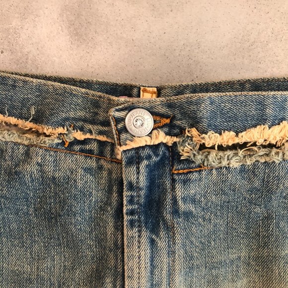 Liu Jo Jeans - Distressed Denim Skirt with Cut Outs Size 28 Y2K early 00s - Picture 9 of 10